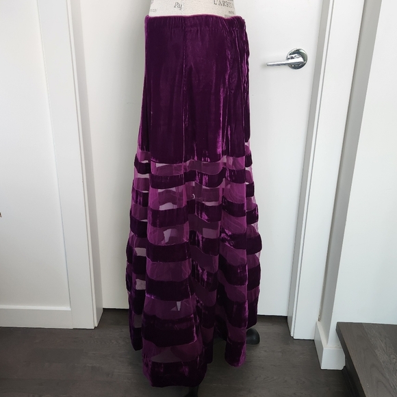 Purple Velvet Pure Silk Maxi Skirt - Picture 9 of 14